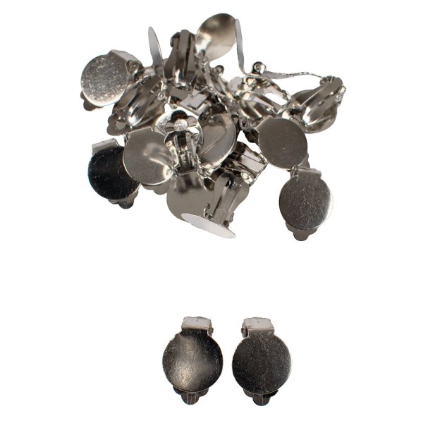 Clipsörhängen Ø 15 mm försilvrade - 20 st Clipsörhängen Ø 15 mm försilvrade - 20 st