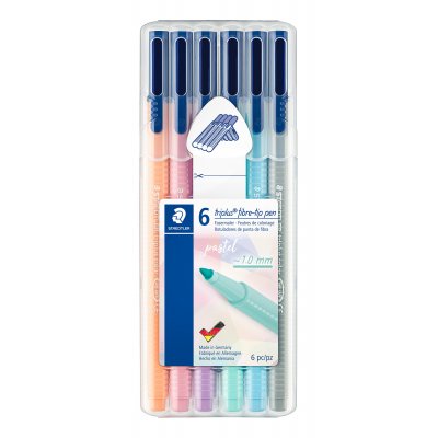 Staedtler Fiberspetspennor - Triplus Pastell - 6 pennor