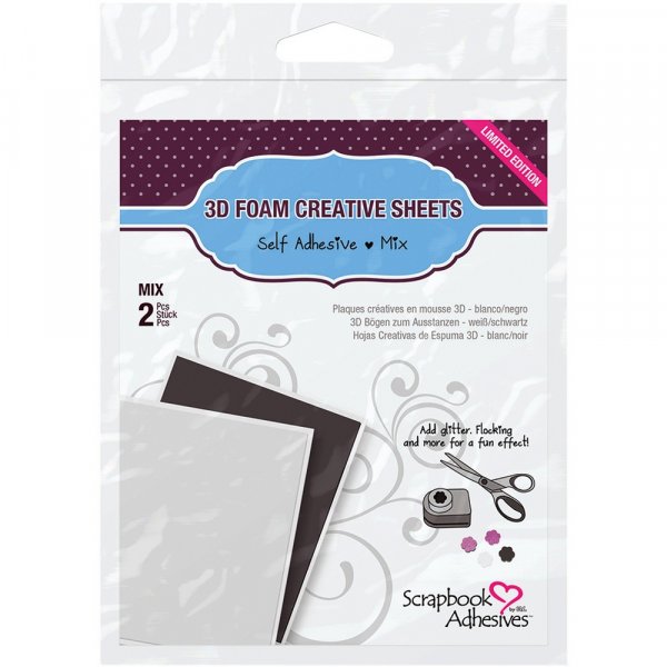 Kreativa 3D Foam-ark 1mm vit/svart - 10x12 cm