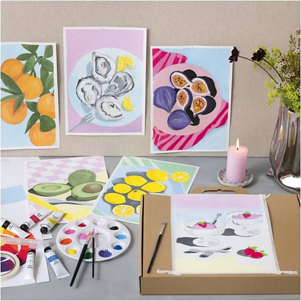 Startsæt Gouache-maling blandede farver Startsæt Gouache-maling blandede farver