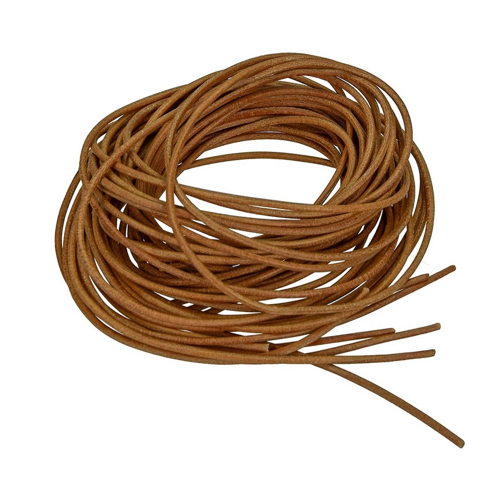 Læderbånd Ø2 mm - Naturlig 1 m - Læderbånd, Bånd & dekorationsbånd, Tekstilbånd & snor