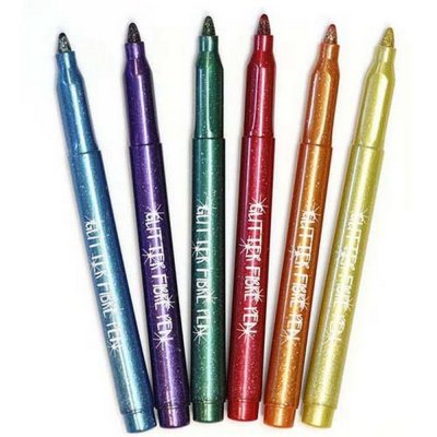 Fiberpenner Glitter - 6 penner
