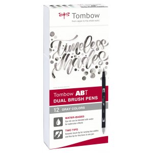 Tombow ABT Dual Brush Pen gråtoner 12-pak Tombow ABT Dual Brush Pen gråtoner 12-pak