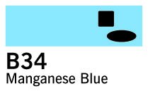 Copic Marker - B34 - Manganese Blue - Tuschpenne, Penne, Penne, kridt & tusch