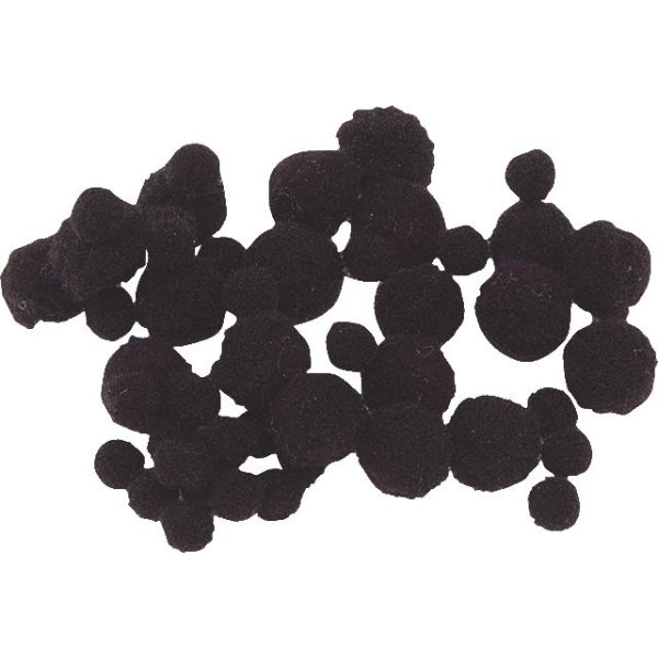 Pomponer 8-20 mm svart 100-pack