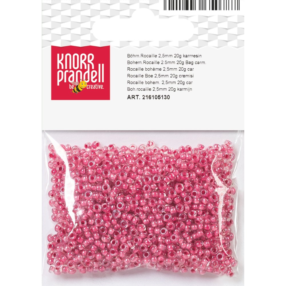 Bohemske rocailleperler 2,5 mm, 20 g, karminrød - Blandinger af rocaillesperler, Rocaillesperler, Håndværk