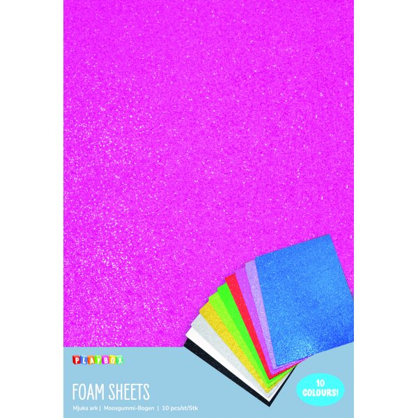 Dekorgummi - Mjuka ark 10 st glitter