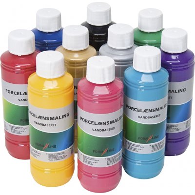 Porselensmaling - blandede farger - 10 x 250 ml