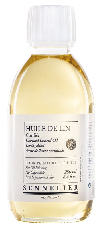 Oliemedium Sennelier 250 ml - Clarified Linseed Oil - Medium til oliemaling, Malermedium, Fernis og kunstner medier til kunstmaling