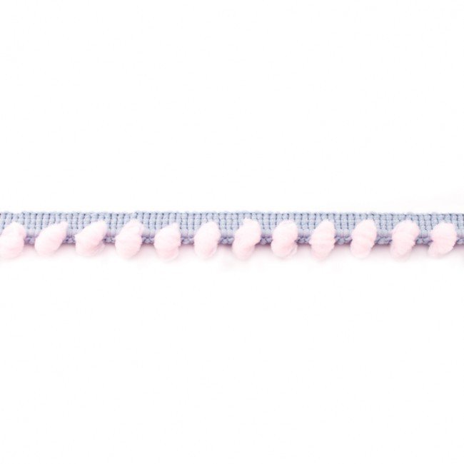 Blonder - Pom Pom, 2-farget - lyseblå-rosa - Ballfrynser, Snører, Tekstilbånd og snorer